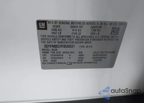 2015 Cadillac Srx Luxury Collection z USA, uszkodzony, nr VIN 3GYFNBE37FS538331